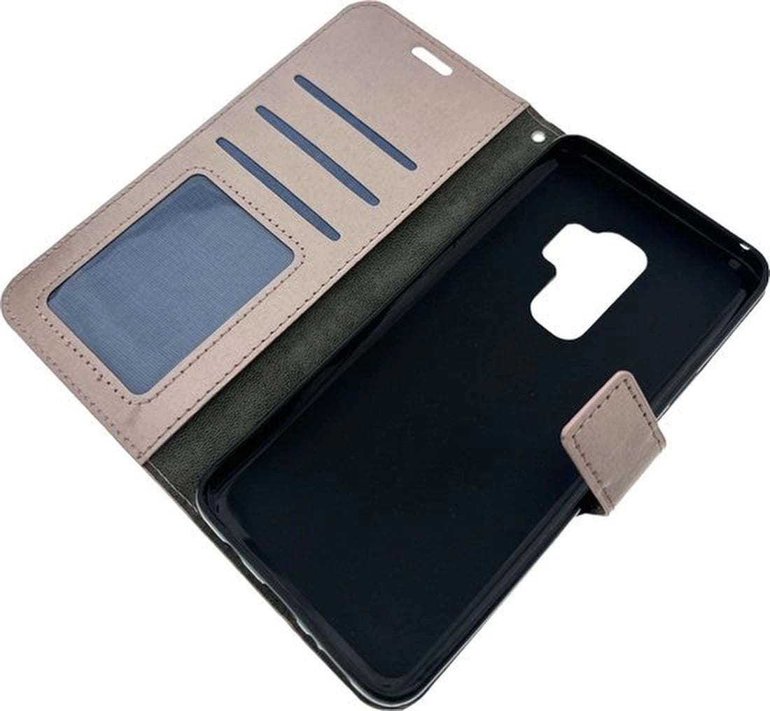Portemonnee Hoesje - 2 Pack Screenprotector Geschikt voor: Samsung Galaxy S9 - Roségoud