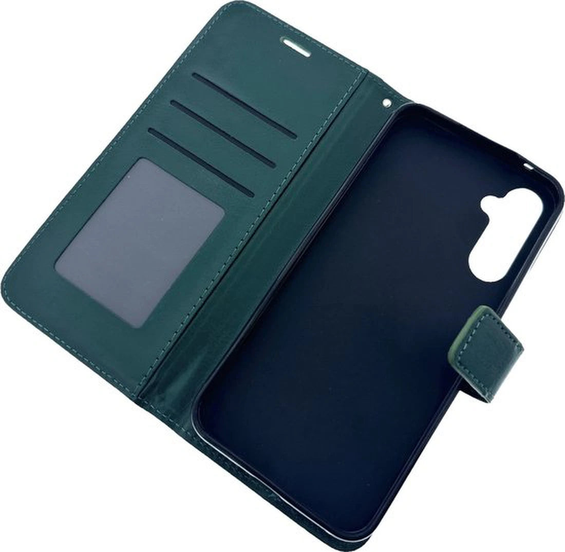 Portemonnee Hoesje - 2 Pack Screenprotector Geschikt voor: Samsung Galaxy A05- Groen