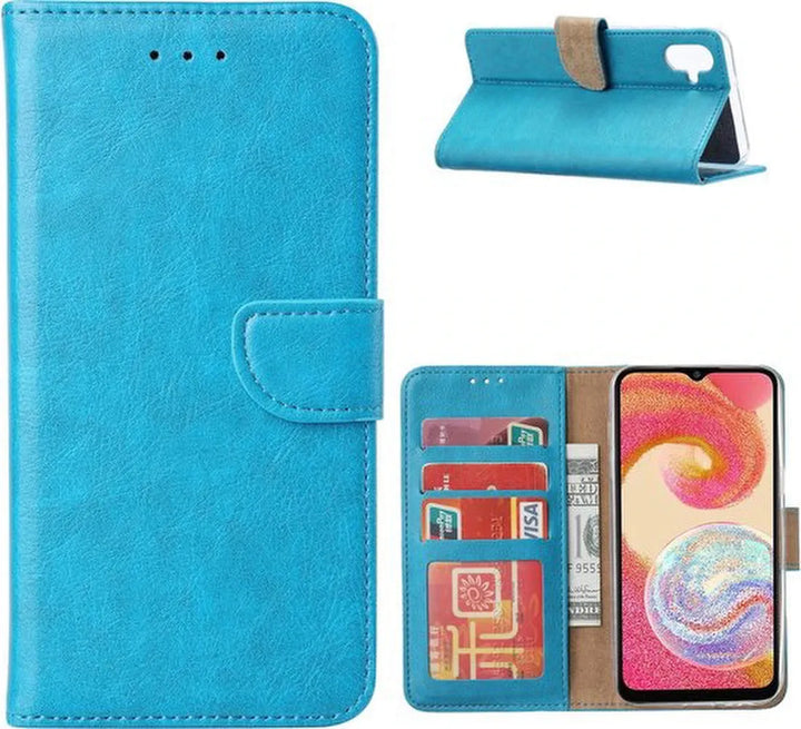 Samsung Galaxy A04E Hoesjes – Portemonnee Book Case – Pasjeshouder – Magneetsluiting – Turquoise-Ilumina Benelux