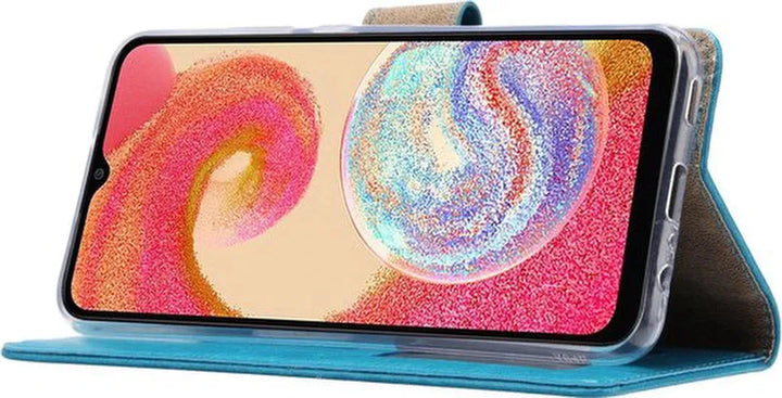 Samsung Galaxy A04E Hoesjes – Portemonnee Hoes – 2 Pack Screenprotector – Pasjeshouder – Turquoise-Ilumina Benelux