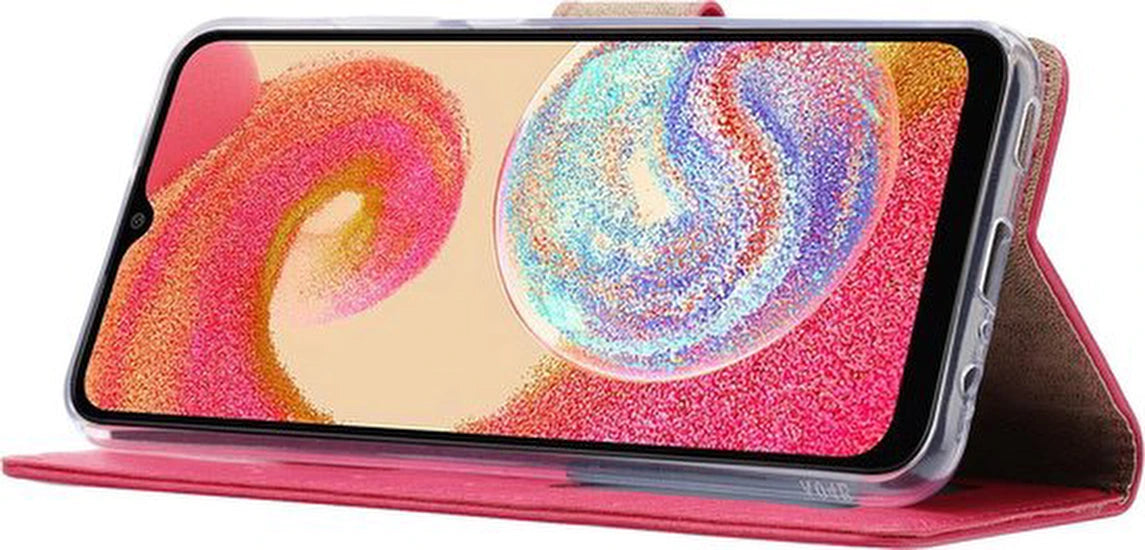 Portemonnee Hoesje - 2 Pack Screenprotector Geschikt voor: Samsung Galaxy A04E - Roze