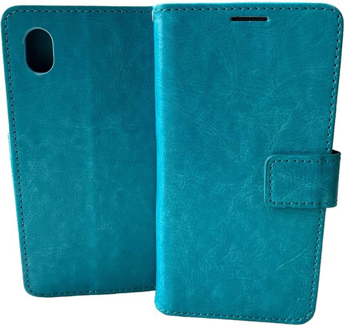 Portemonnee Hoesje - 2 Pack Screenprotector Geschikt voor: Samsung Galaxy A01 Core (2020) - Turquoise