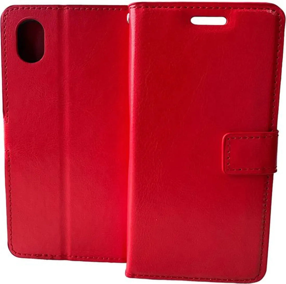 Samsung Galaxy A01 Core Hoesjes – Portemonnee Book Case – Pasjeshouder – Magneetsluiting – Rood-Ilumina Benelux