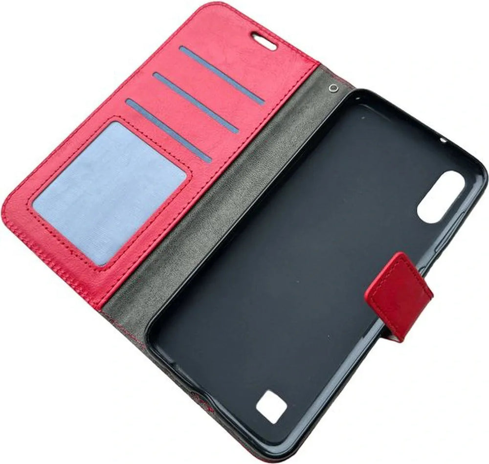 Samsung Galaxy A10 Hoesjes – Portemonnee Book Case – Pasjeshouder – Magneetsluiting – Rood-Ilumina Benelux