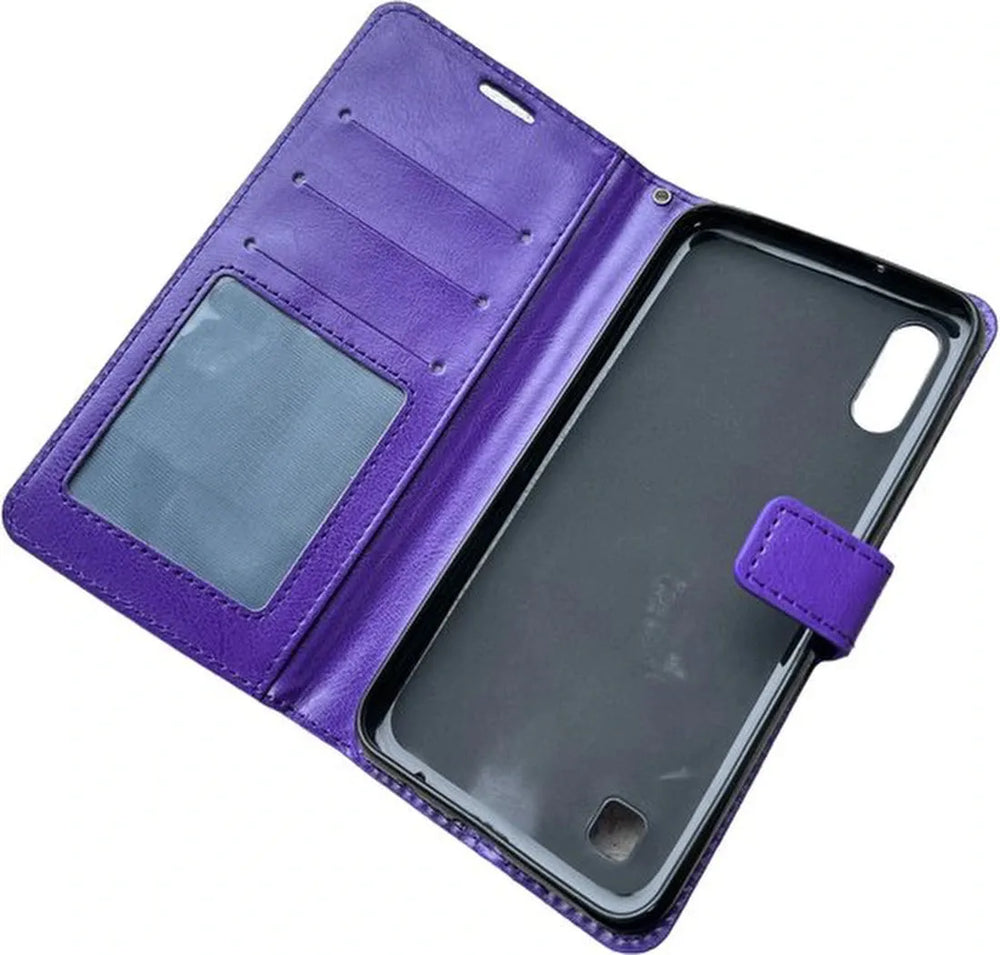 Samsung Galaxy A10 Hoesjes – Portemonnee Book Case – Pasjeshouder – Magneetsluiting – Paars-Ilumina Benelux