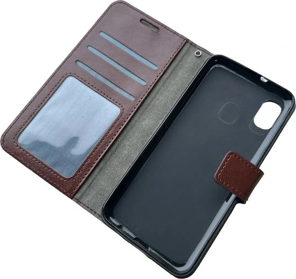 Samsung Galaxy A2 Core Hoesjes – Portemonnee Book Case – Pasjeshouder – Magneetsluiting – Bruin-Ilumina Benelux
