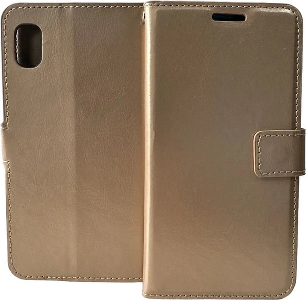 Samsung Galaxy A2 Core Hoesjes – Portemonnee Book Case – Pasjeshouder – Magneetsluiting – Goud-Ilumina Benelux