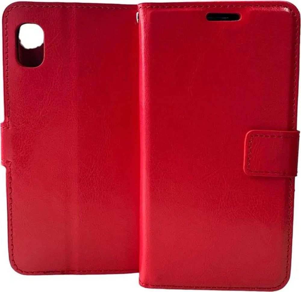 Samsung Galaxy A2 Core Hoesjes – Portemonnee Book Case – Pasjeshouder – Magneetsluiting – Rood-Ilumina Benelux