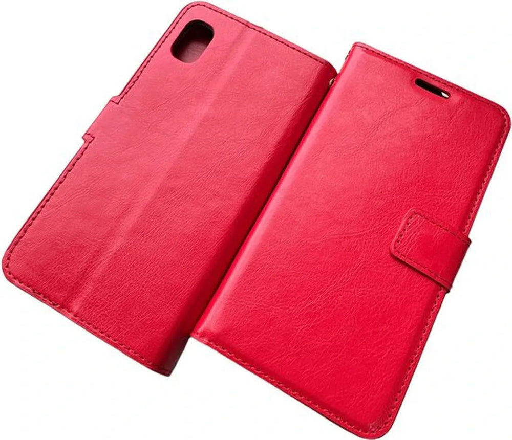 Samsung Galaxy A2 Core Hoesjes – Portemonnee Book Case – Pasjeshouder – Magneetsluiting – Rood-Ilumina Benelux