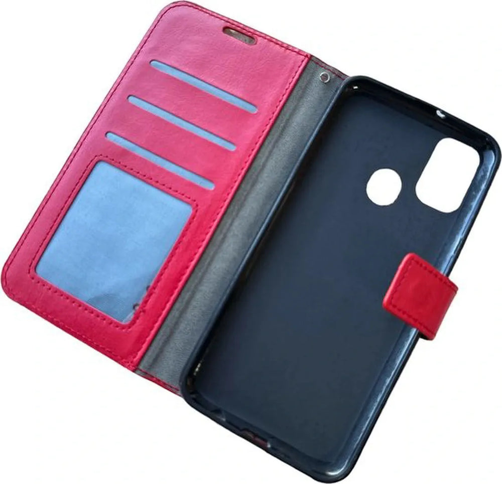 Samsung Galaxy A21s Hoesjes – Portemonnee Book Case – Pasjeshouder – Magneetsluiting – Roze-Ilumina Benelux
