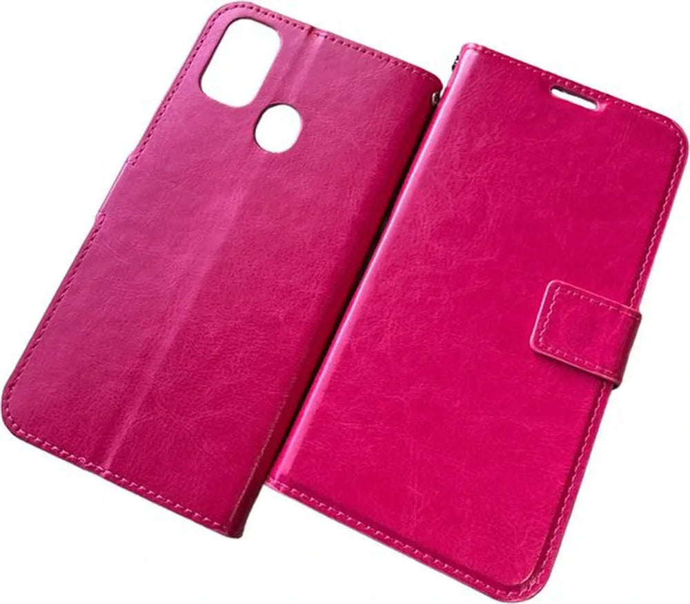 Samsung Galaxy A21s Hoesjes – Portemonnee Book Case – Pasjeshouder – Magneetsluiting – Roze-Ilumina Benelux
