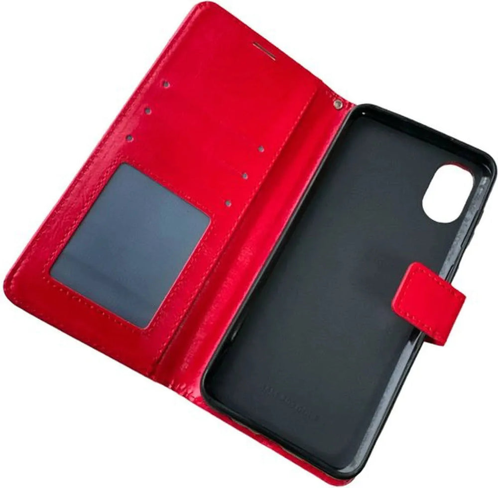 Samsung Galaxy A03 Core Hoesjes – Portemonnee Book Case – Pasjeshouder – Magneetsluiting – Rood-Ilumina Benelux