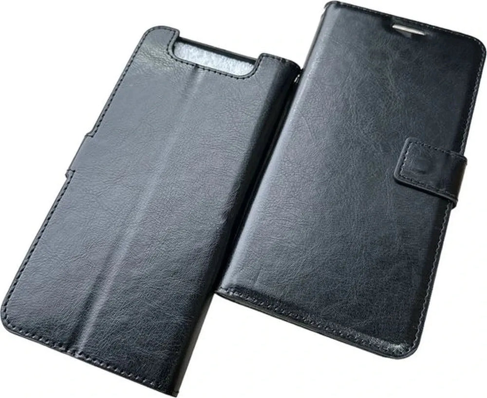 Samsung Galaxy A80 Hoesjes – Portemonnee Hoes – 2 Pack Screenprotector – Pasjeshouder – Zwart-Ilumina Benelux