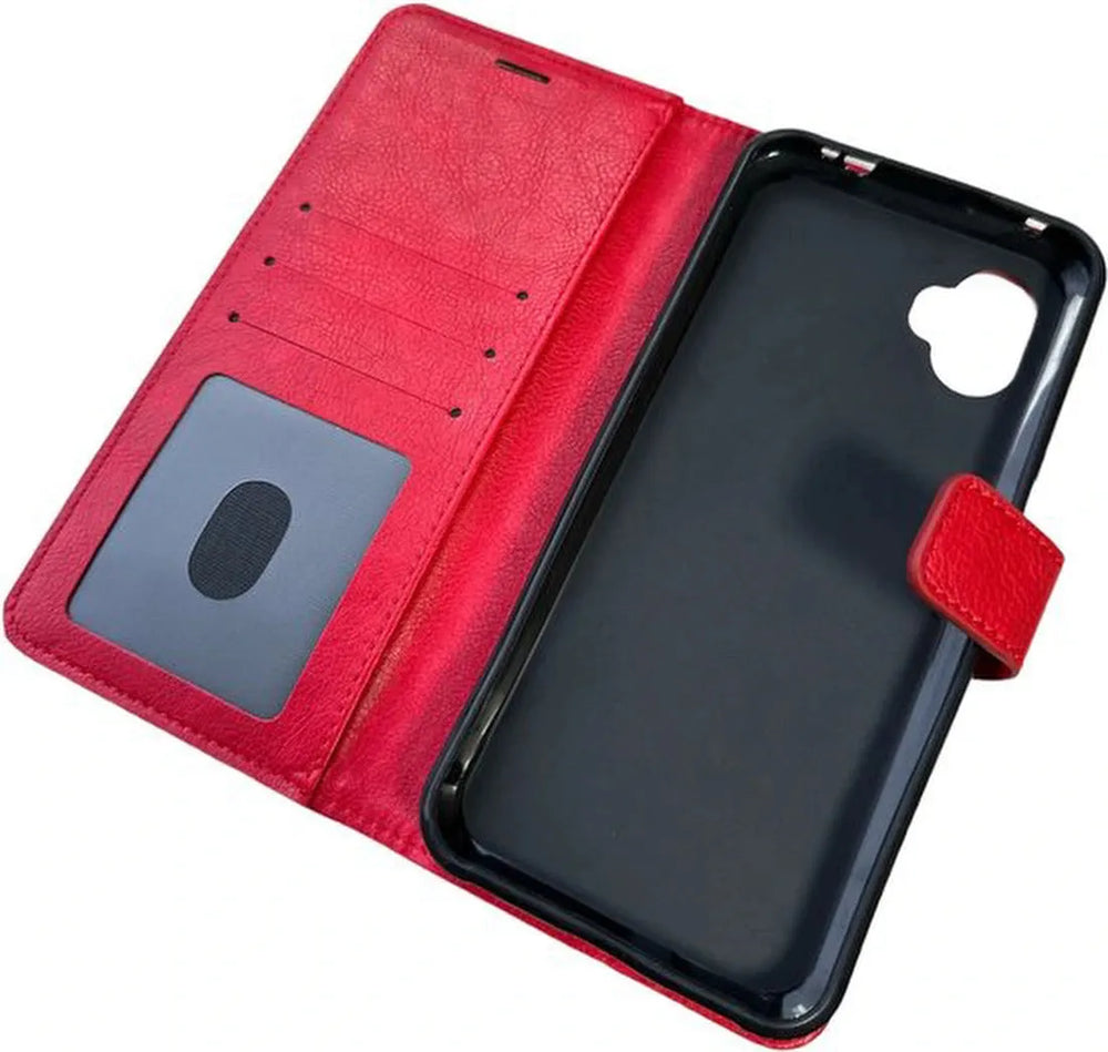 Samsung Galaxy Xcover 6 Pro Hoesjes – Portemonnee Hoes – Pasjeshouder – 2 Pack Screenprotector – Rood-Ilumina Benelux