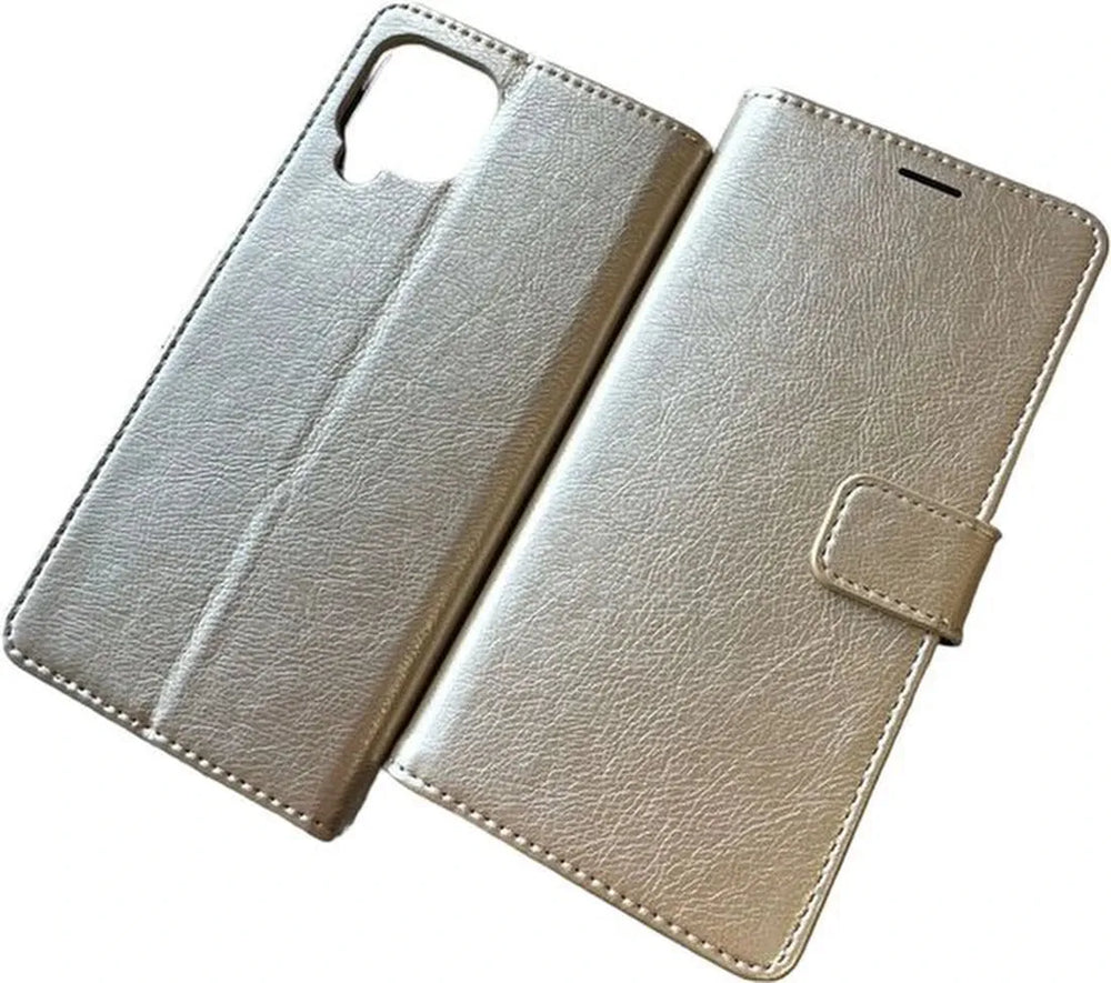 Samsung Galaxy M53 Hoesjes – Portemonnee Hoes – 2 Pack Screenprotector – Pasjeshouder – Goud-Ilumina Benelux