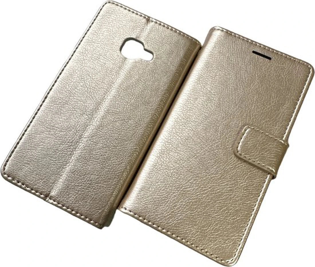 Samsung Galaxy Xcover 4/4S Hoesjes – Portemonnee Hoes – 2 Pack Screenprotector – Pasjeshouder – Goud