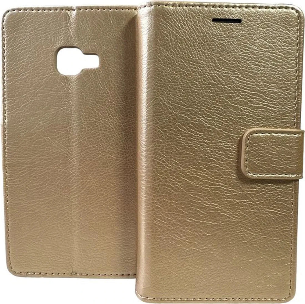 Samsung Galaxy Xcover 4/4S Hoesjes – Portemonnee Hoes – 2 Pack Screenprotector – Pasjeshouder – Goud-Ilumina Benelux