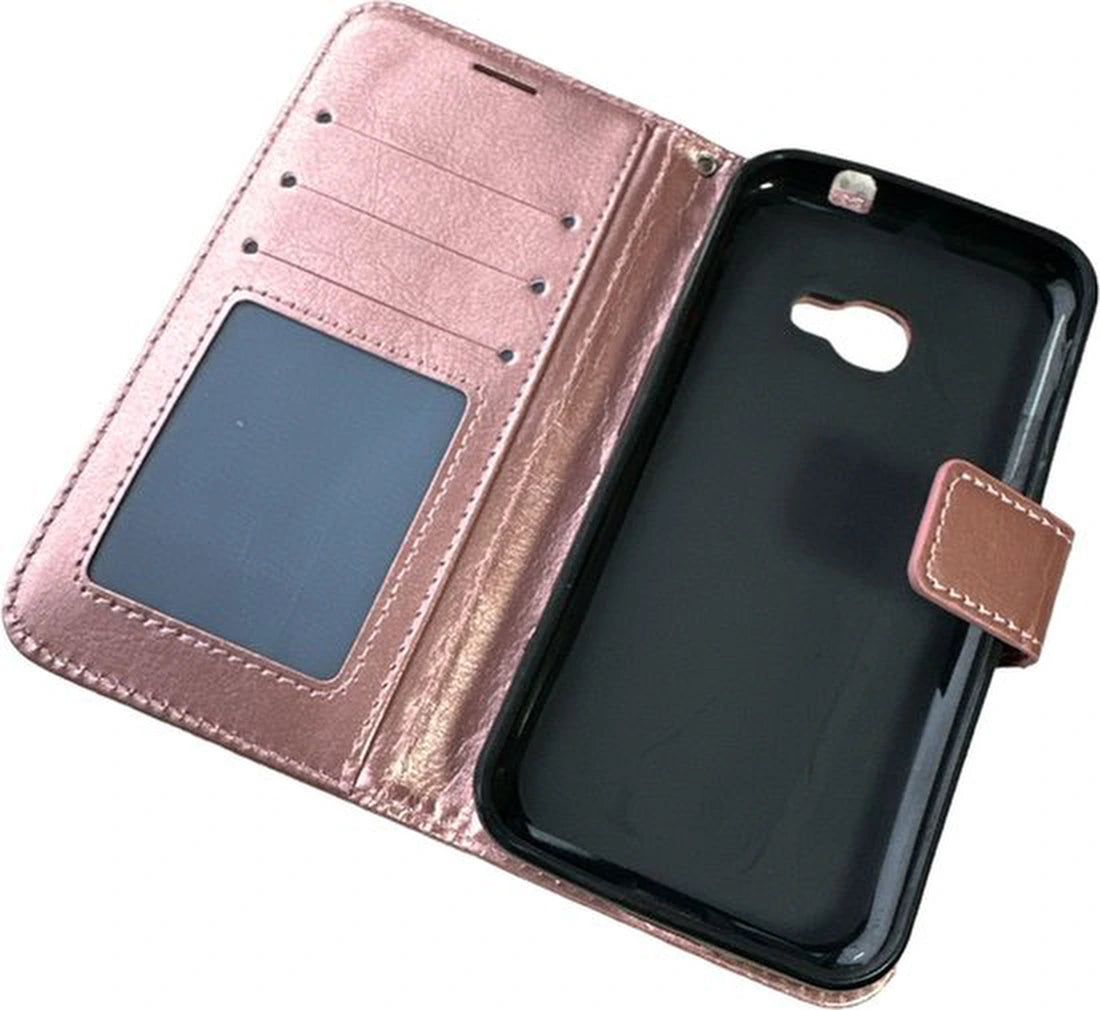 Samsung Galaxy Xcover 4/4S Hoesjes – Portemonnee Hoes – 2 Pack Screenprotector – Magneetsluiting – Roségoud