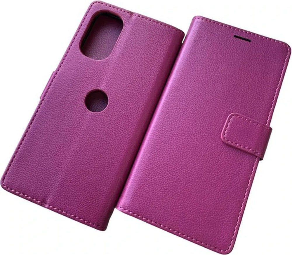 Motorola Moto G62 5G Hoesjes – Portemonnee Bookcase – Pasjeshouder – 2x Gehard Glas – Roze-Ilumina Benelux