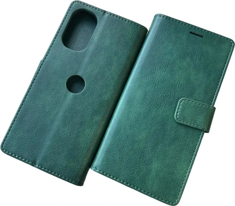 Motorola Moto G62 5G Hoesjes – Portemonnee Bookcase – Pasjeshouder – 2 Pack Gehard Glas – Groen-Ilumina Benelux