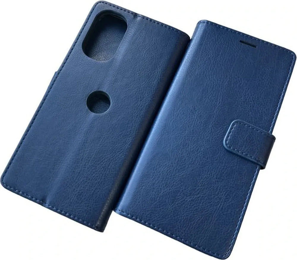 Motorola Moto G62 5G Hoesjes – Portemonnee Bookcase – Pasjeshouder – 2 Pack Gehard Glas – Blauw-Ilumina Benelux