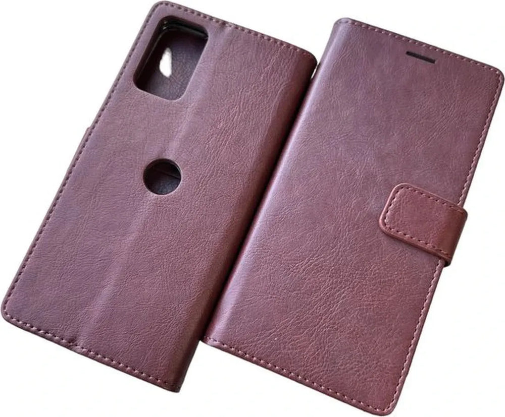 Motorola Moto G62 5G Hoesjes – Portemonnee Bookcase – Pasjeshouder – Magneetsluiting – Bruin-Ilumina Benelux