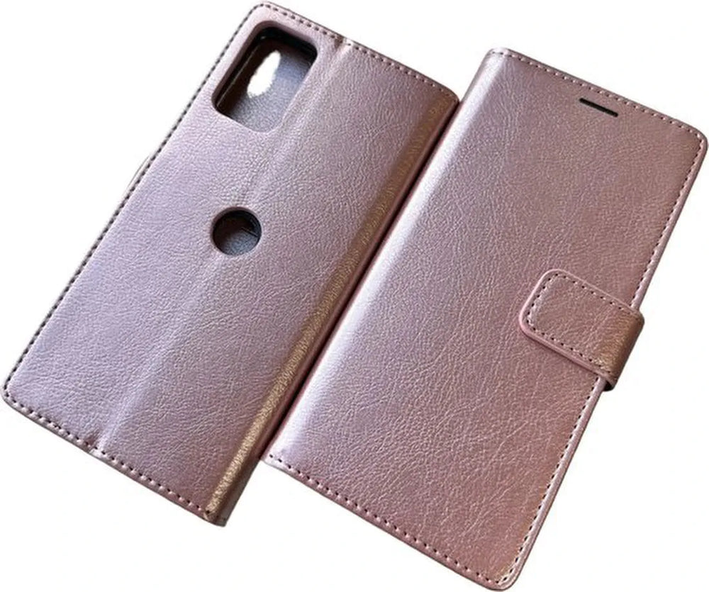 Motorola Moto G62 5G Hoesjes – Portemonnee Bookcase – Pasjeshouder – Magneetsluiting – Roségoud-Ilumina Benelux