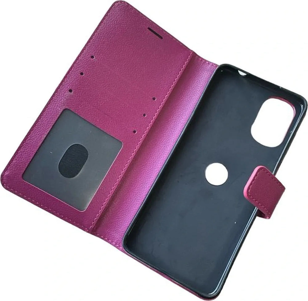 Motorola Moto G62 5G Hoesjes – Portemonnee Bookcase – Pasjeshouder – Magneetsluiting – Roze-Ilumina Benelux