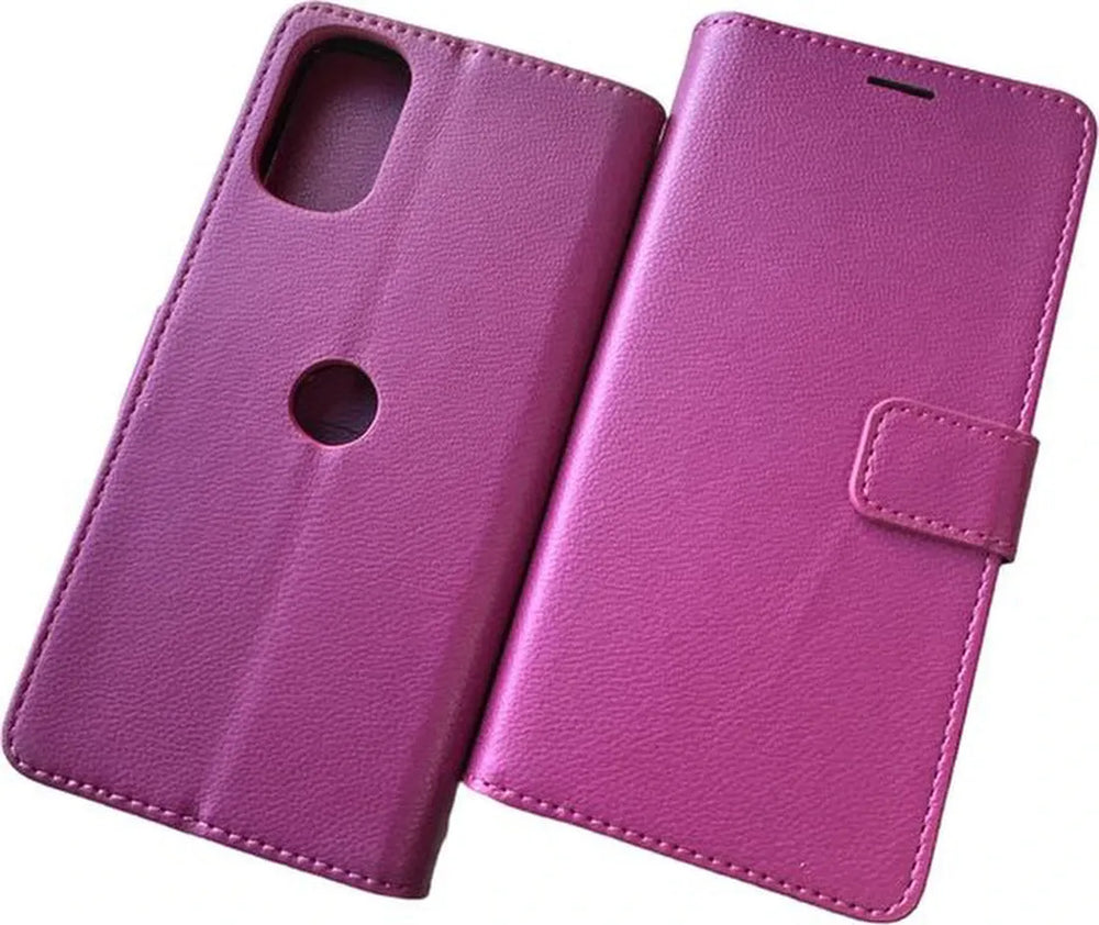 Motorola Moto G62 5G Hoesjes – Portemonnee Bookcase – Pasjeshouder – Magneetsluiting – Roze-Ilumina Benelux