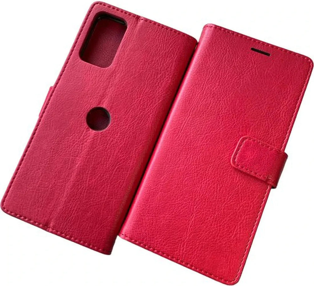 Motorola Moto G62 5G Hoesjes – Portemonnee Bookcase – Pasjeshouder – Magneetsluiting – Rood-Ilumina Benelux