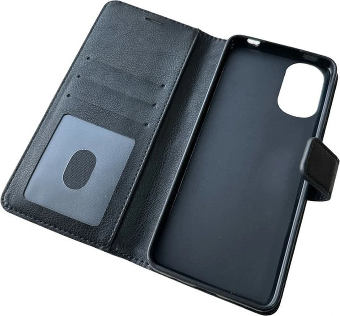 Motorola Moto E32/E32s Hoesjes – Portemonnee Bookcase – Pasjeshouder – Magneetsluiting – Zwart