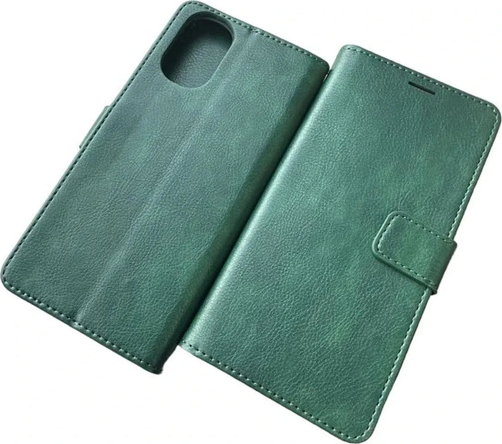 Motorola Moto E32/E32s Hoesjes – Portemonnee Bookcase – Pasjeshouder – Magneetsluiting – Groen-Ilumina Benelux