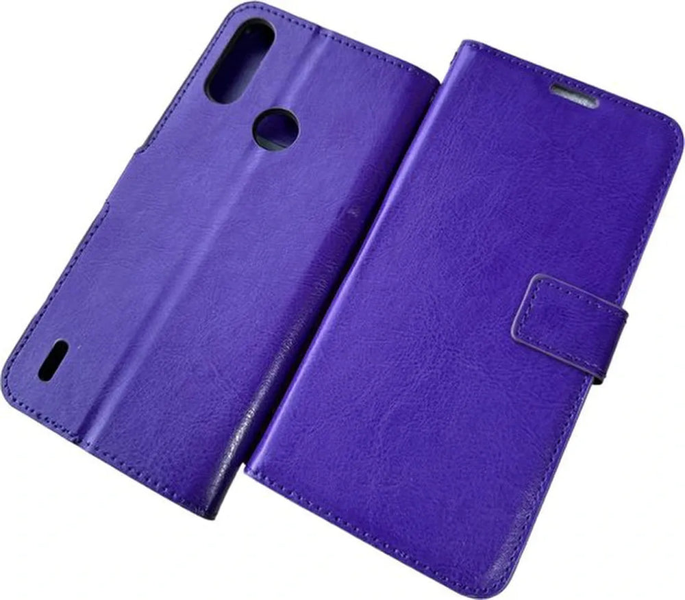 Motorola Moto E7i Power Hoesjes – Portemonnee Book Case – Pasjeshouder – Magneetsluiting – Paars-Ilumina Benelux