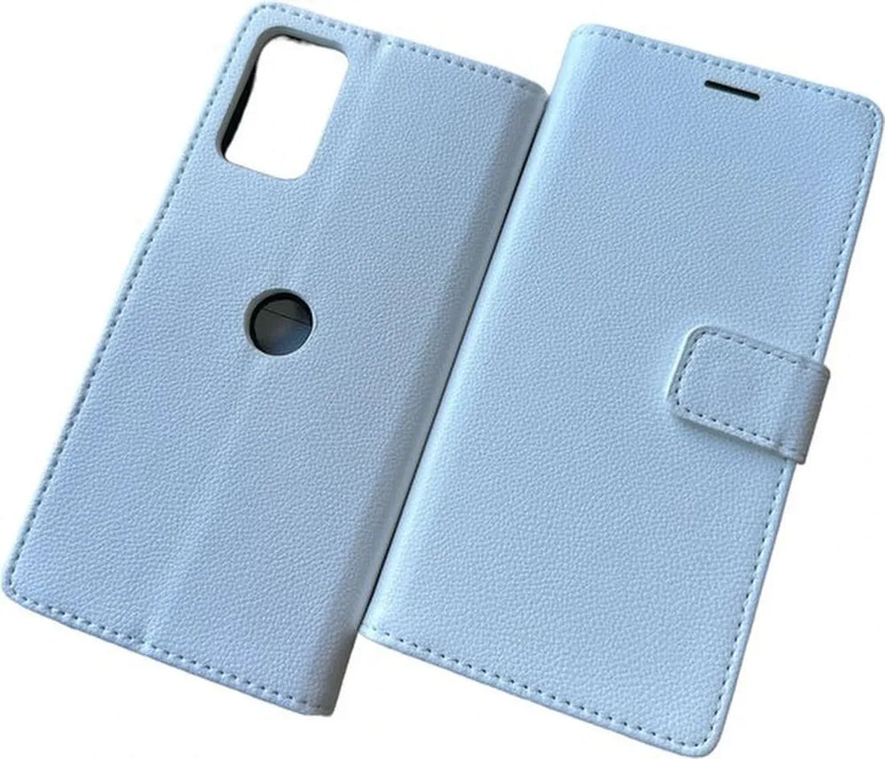 Motorola Moto G62 5G Hoesjes – Portemonnee Bookcase – Pasjeshouder – Magneetsluiting – Wit-Ilumina Benelux