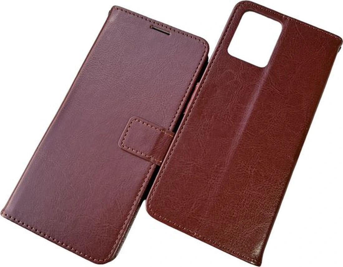 Motorola Moto G23 Hoesjes – Portemonnee Bookcase – Pasjeshouder – Magneetsluiting – Bruin