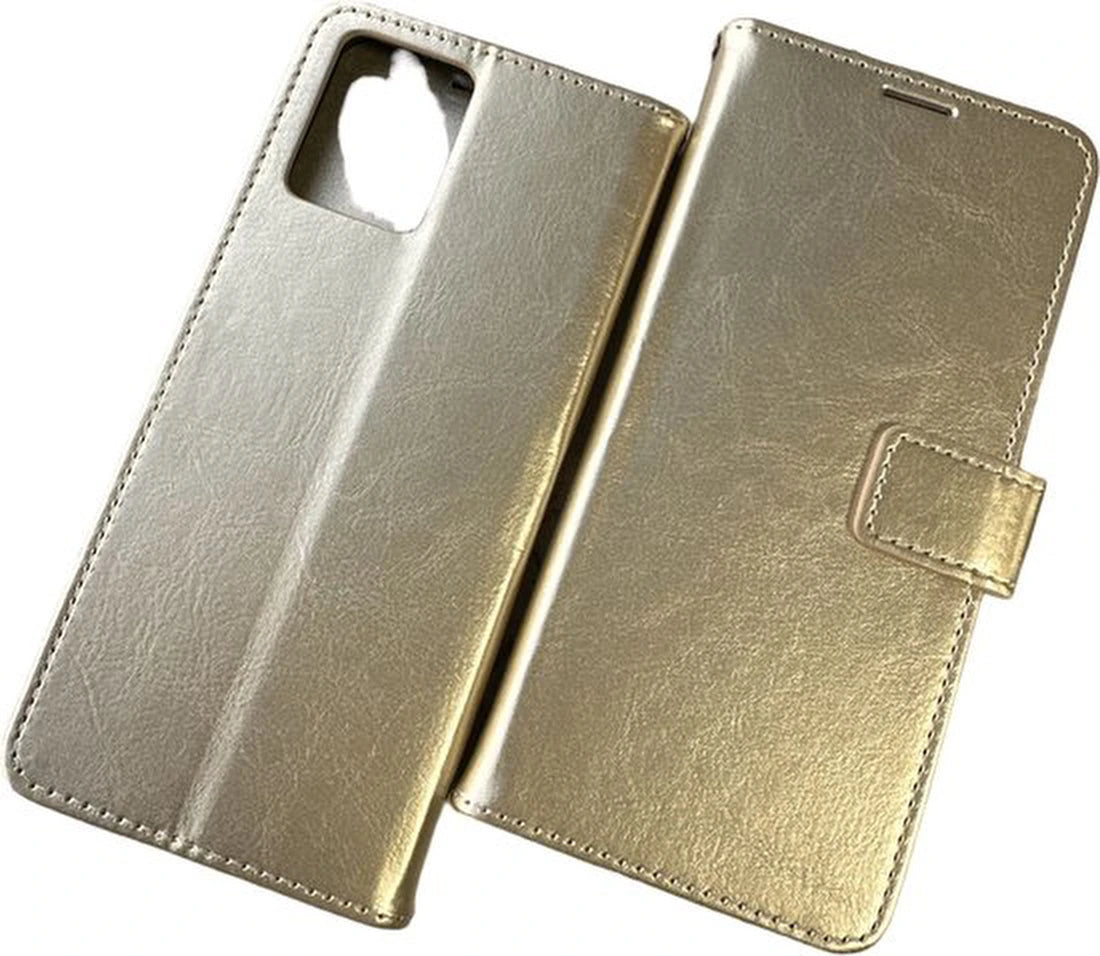 Motorola Moto G13 Hoesjes – Portemonnee Bookcase – Pasjeshouder – Magneetsluiting – Goud