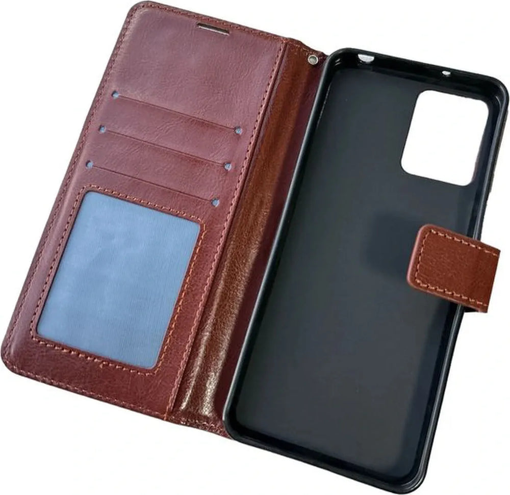 Motorola Moto G53 Hoesjes – Portemonnee Bookcase – Pasjeshouder – Magneetsluiting – Bruin-Ilumina Benelux