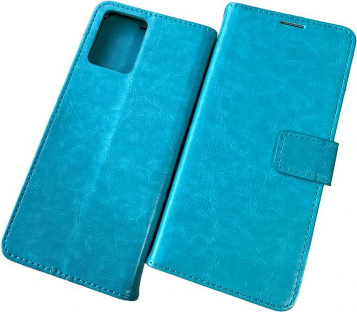 Motorola Moto G53 Hoesjes – Portemonnee Bookcase – Pasjeshouder – Magneetsluiting – Turquoise-Ilumina Benelux