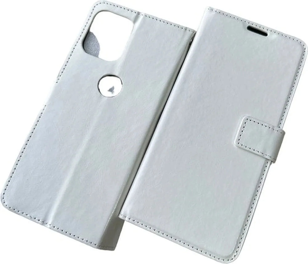 Motorola Moto G200 5G Hoesjes – Portemonnee Book Case – Magneetsluiting – Inclusief 2x Screenprotector – Wit-Ilumina Benelux