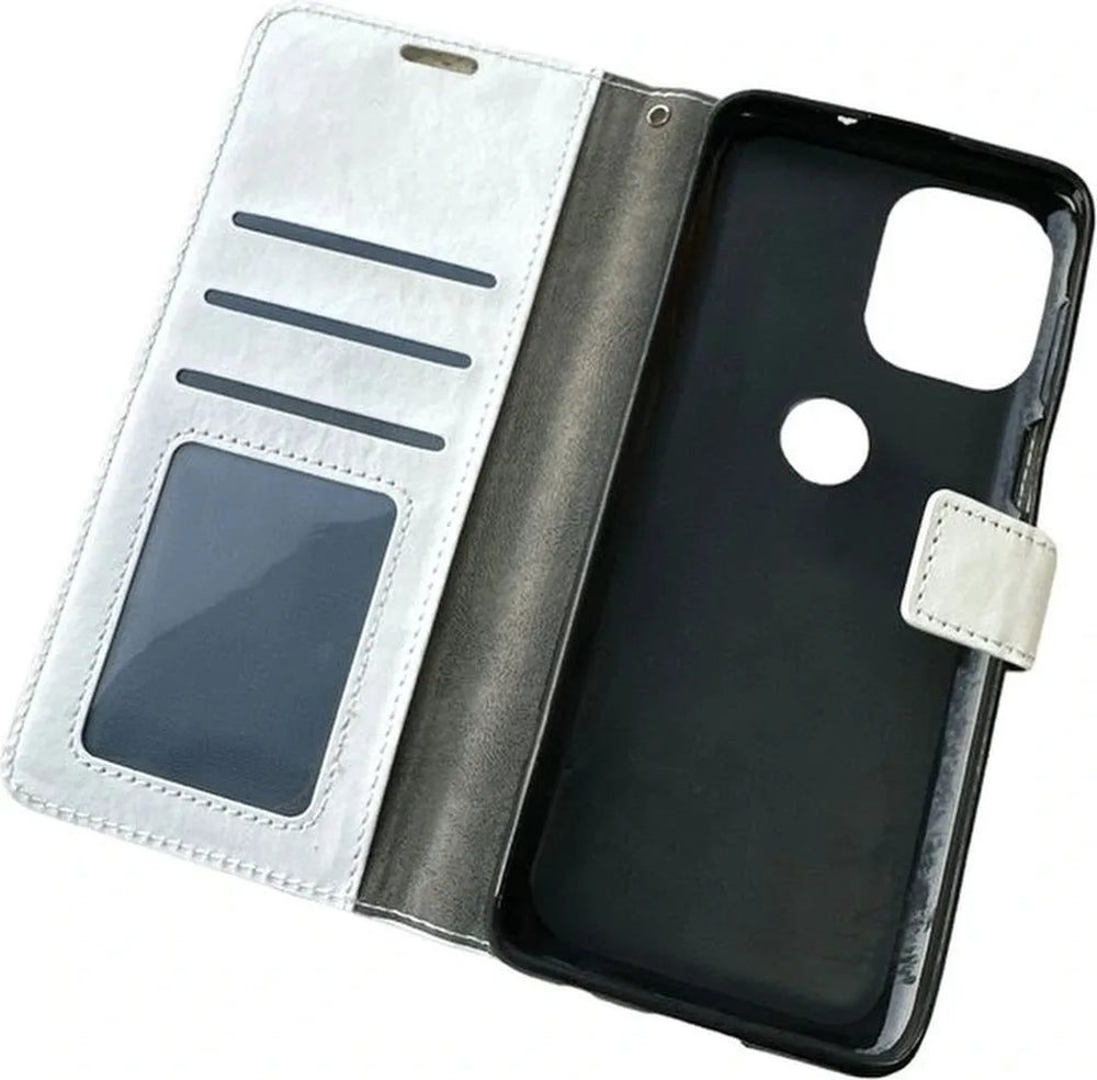 Motorola Moto G200 5G Hoesjes – Portemonnee Book Case – Magneetsluiting – Inclusief 2x Screenprotector – Wit-Ilumina Benelux