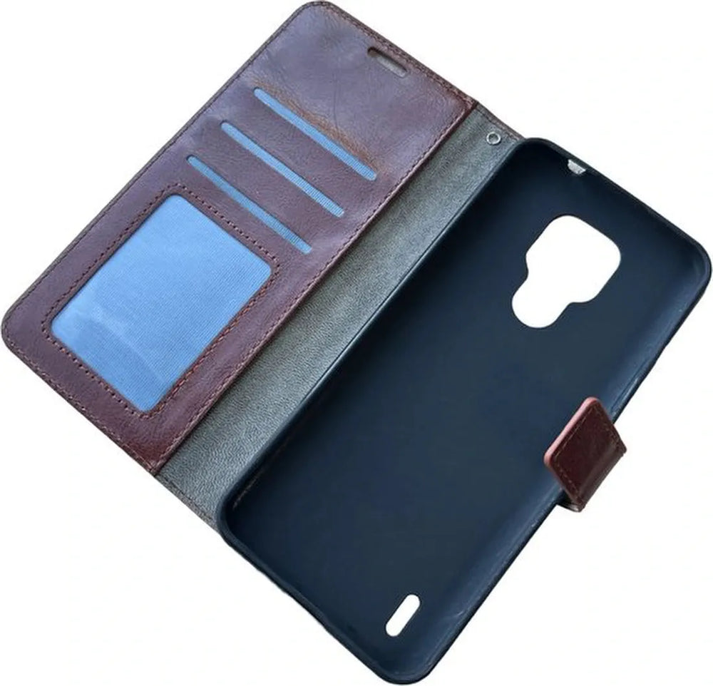 Motorola Moto E5 Play Hoesjes – Portemonnee Bookcase – Pasjeshouder – Magneetsluiting – Bruin-Ilumina Benelux