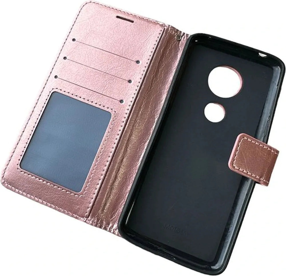 Motorola Moto E5 & G6 Play Hoesjes – Portemonnee Bookcase – Pasjeshouder – Magneetsluiting – Roségoud-Ilumina Benelux