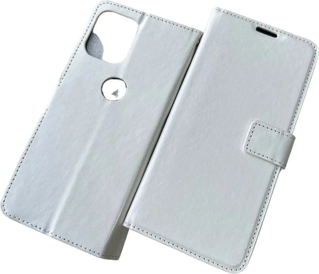 Motorola Moto G100 Hoesjes – Portemonnee Book Case – Pasjeshouder – Magneetsluiting – Wit-Ilumina Benelux