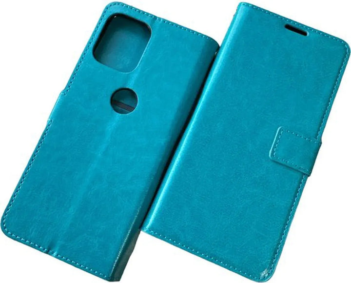 Motorola Moto G100 Hoesjes – Portemonnee Book Case – Pasjeshouder – 2x Screenprotector – Turquoise-Ilumina Benelux