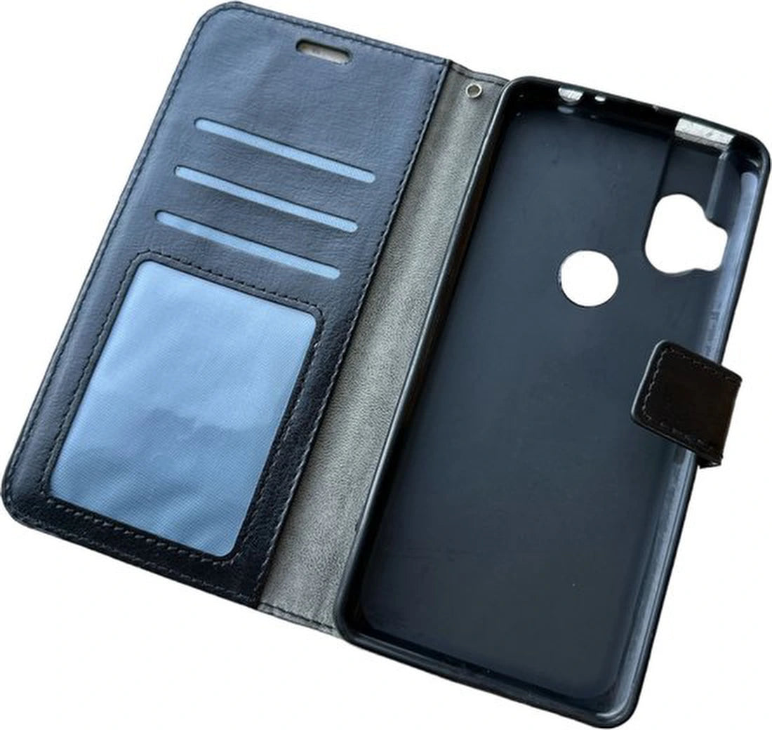 Portemonnee Bookcase Hoesje Geschikt voor: Motorola Moto One Hyper - Zwart
