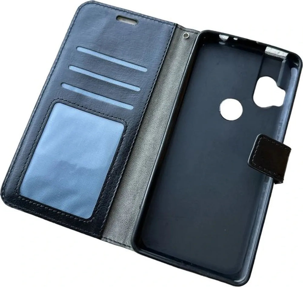 Motorola Moto One Hyper Hoesjes – Portemonnee Bookcase – Pasjeshouder – Magneetsluiting – Zwart-Ilumina Benelux