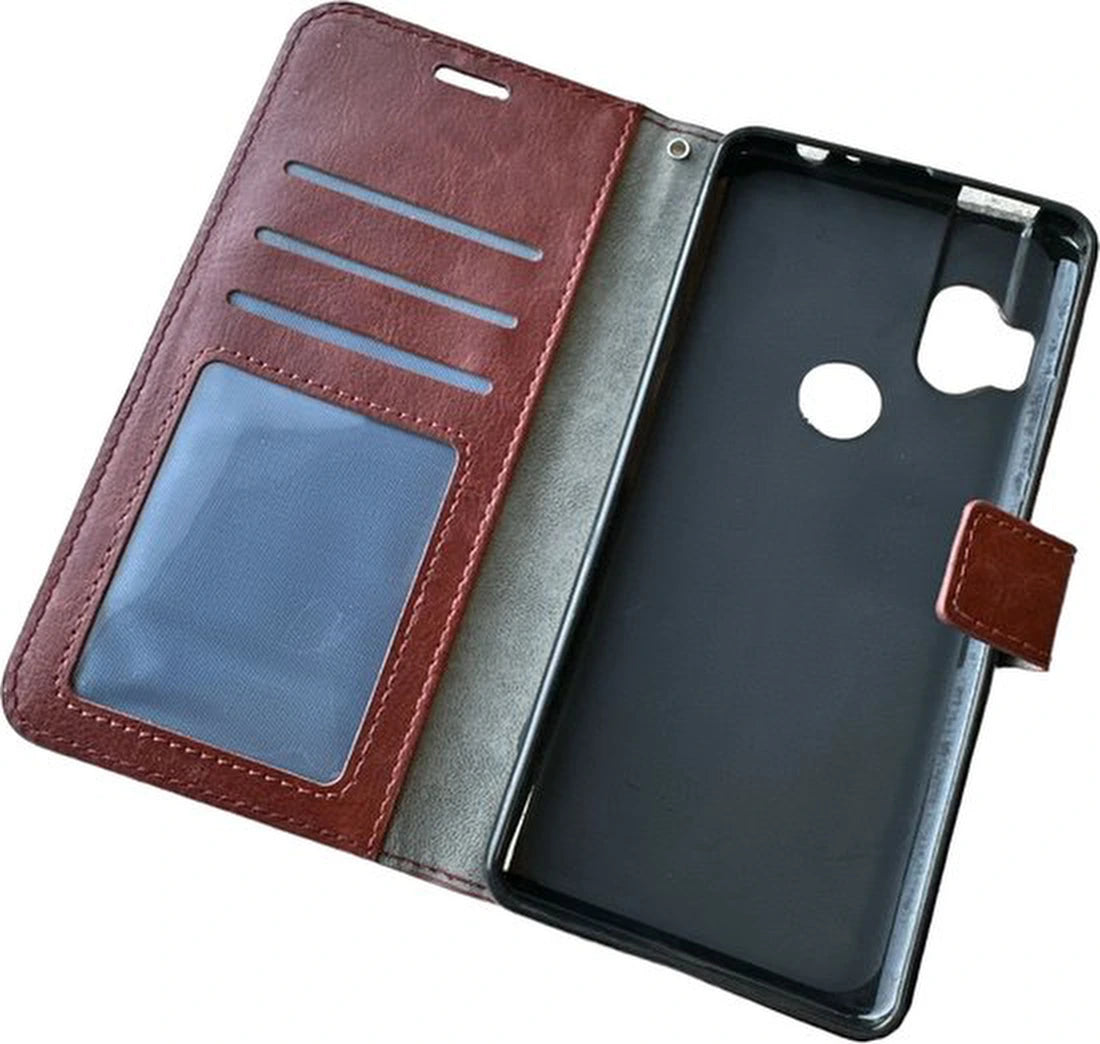 Portemonnee Bookcase Hoesje Geschikt voor: Motorola Moto One Hyper - Bruin
