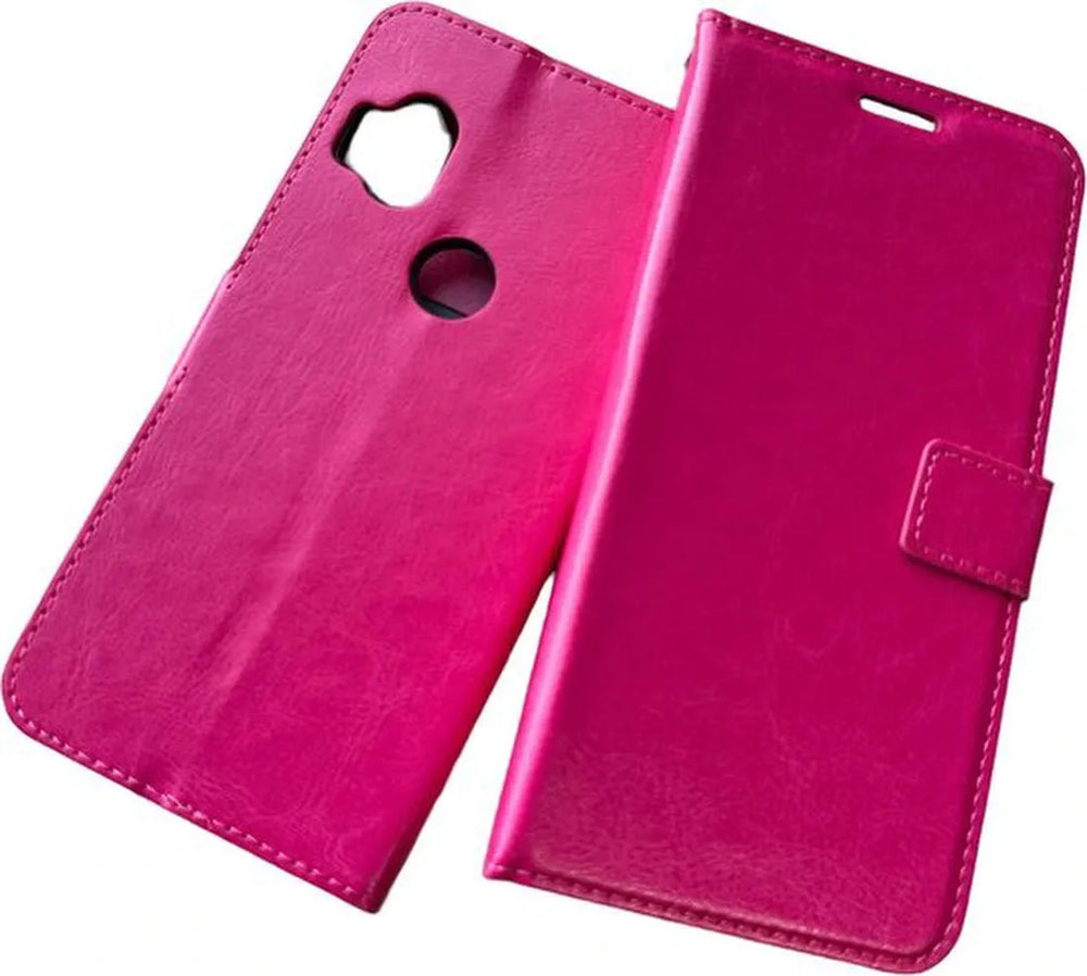 Motorola Moto One Hyper Hoesjes – Portemonnee Bookcase – Pasjeshouder – Magneetsluiting – Roze-Ilumina Benelux