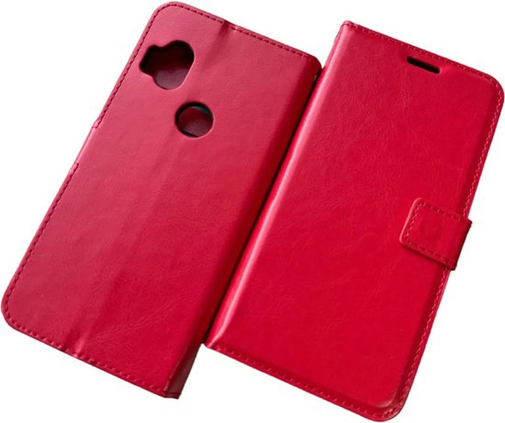 Motorola Moto One Hyper Hoesjes – Portemonnee Bookcase – Pasjeshouder – Magneetsluiting – Rood-Ilumina Benelux