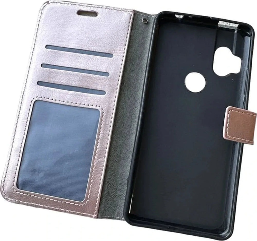 Motorola One Action Hoesjes – Portemonnee Book Case – Pasjeshouder – 2x Screenprotector – Roségoud-Ilumina Benelux